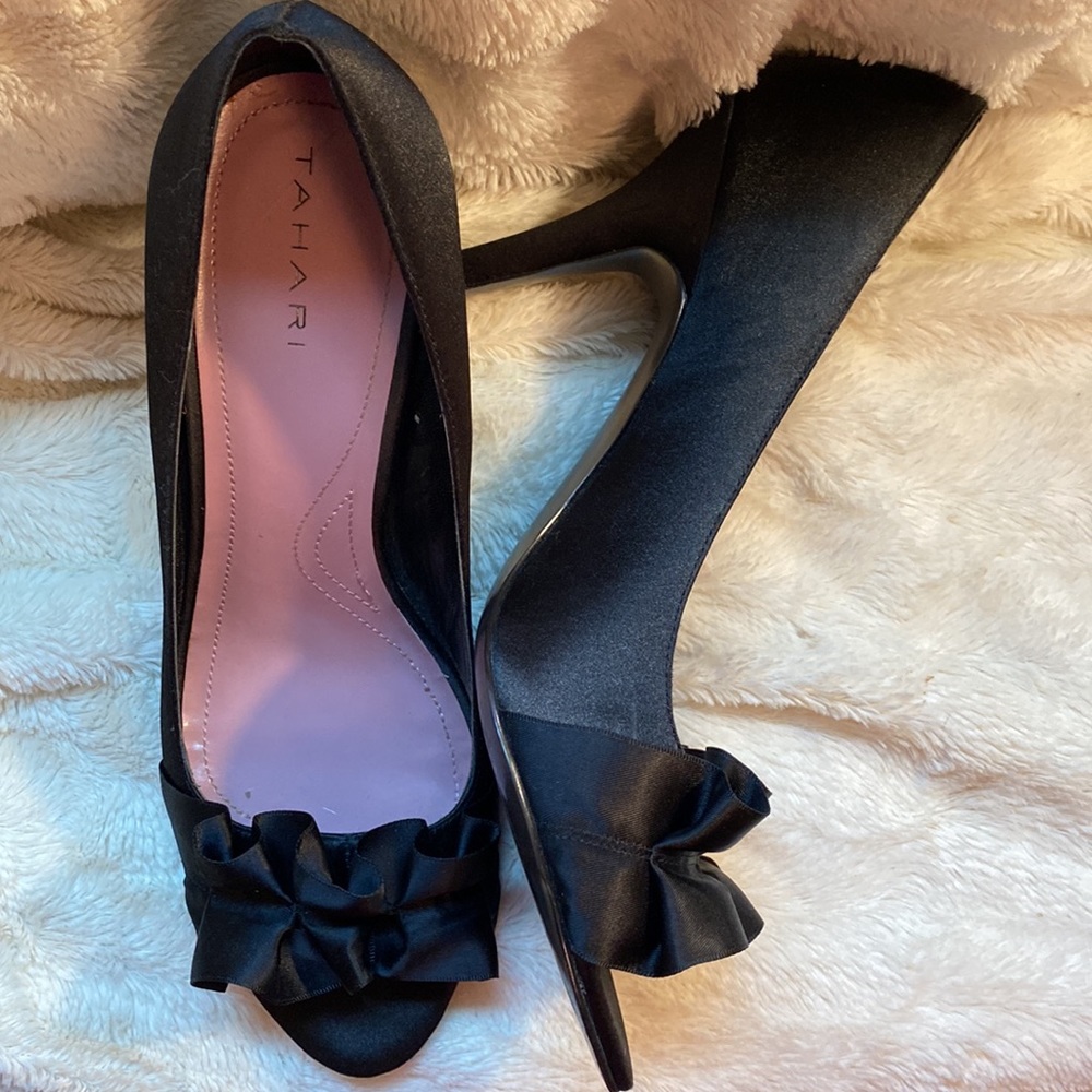 Tahari Sloane satin heels.